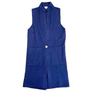 Diane Snyder NWOTs Sydney Navy Cashmere Long Sleeveless Cardigan Vest Size XS